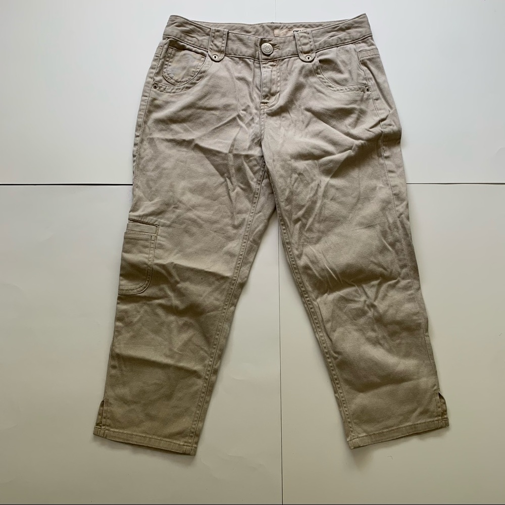 DKNY Khaki Cropped Cargo Pants with Pockets Size 2
